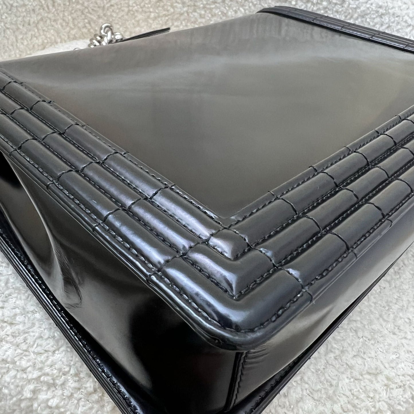 Chanel Medium 25cm Boy Flap in Black Shiny Calfskin and SHW