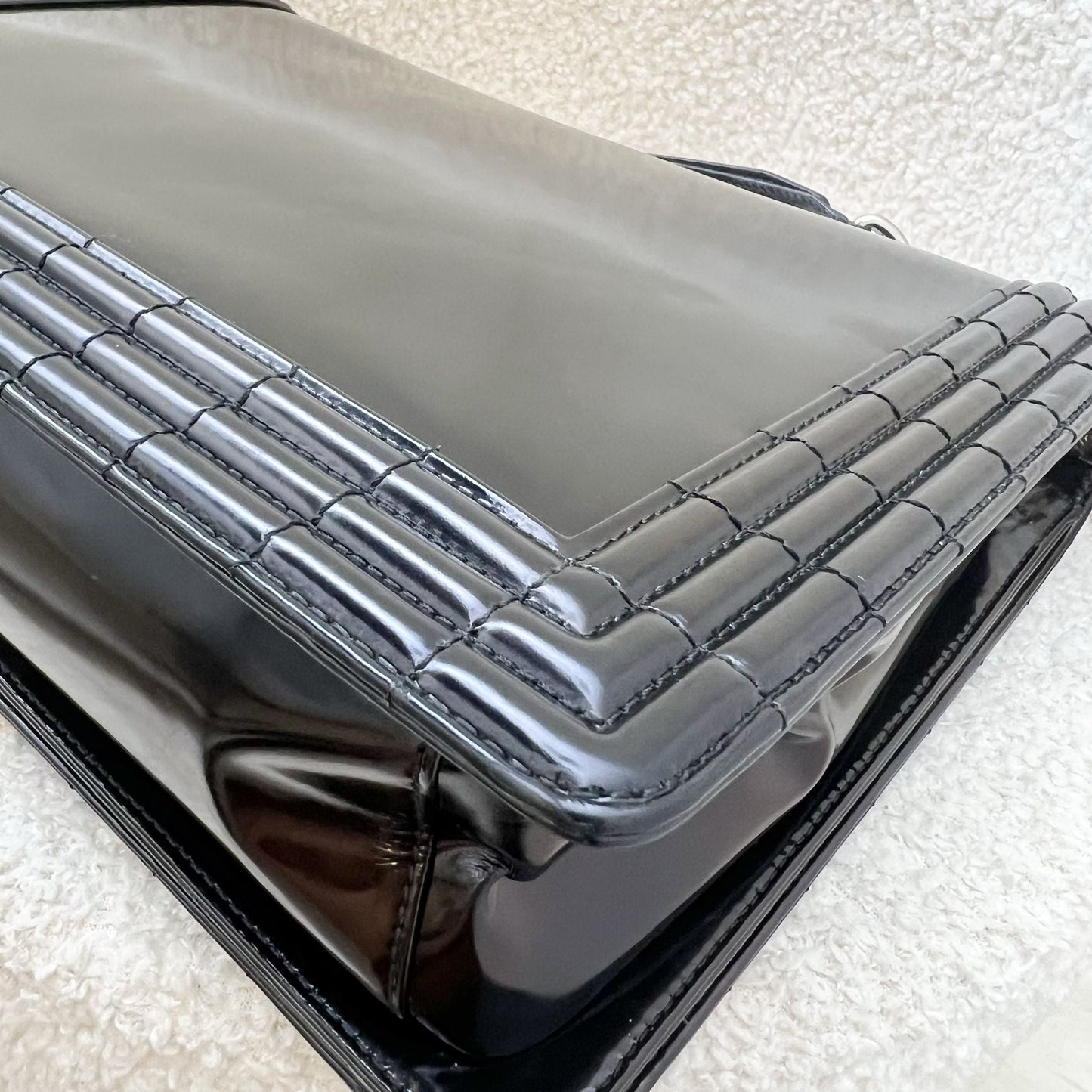 Chanel Medium 25cm Boy Flap in Black Shiny Calfskin and SHW