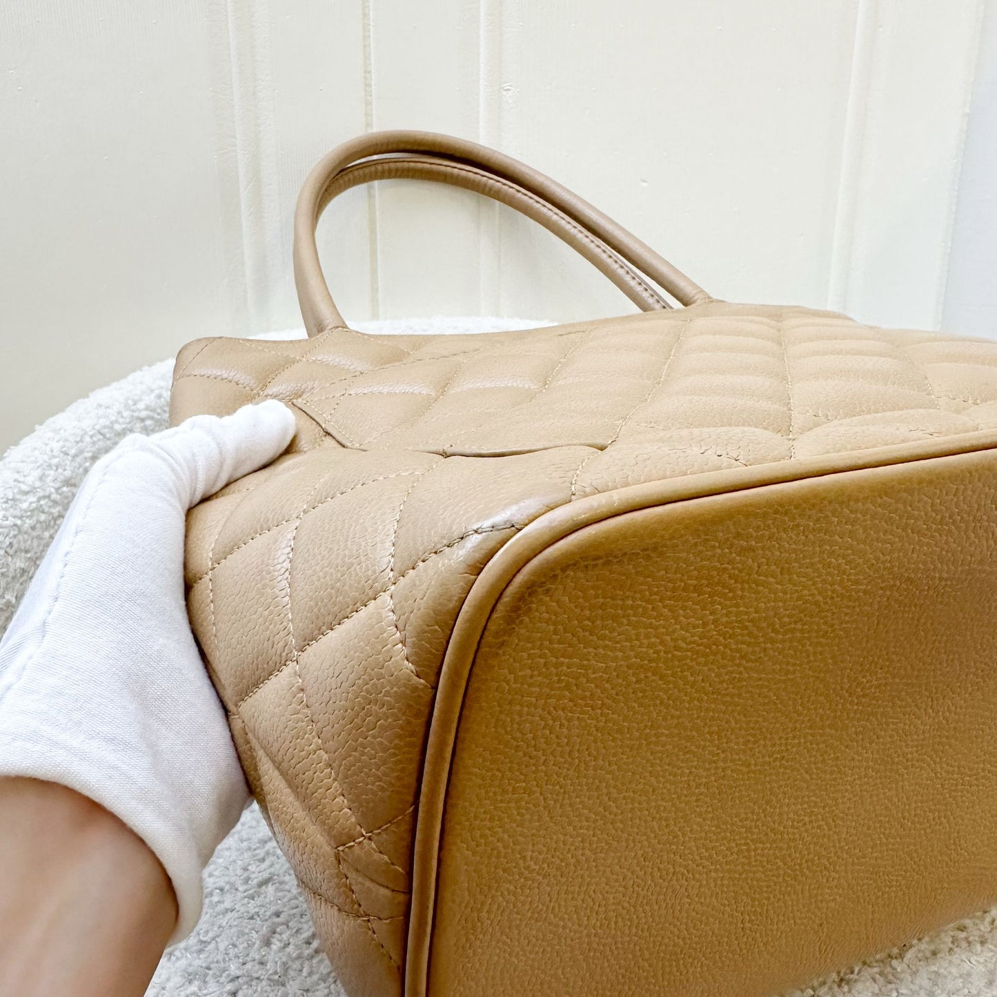 Chanel Vintage Medallion Tote in Milk Tea Beige Caviar and GHW