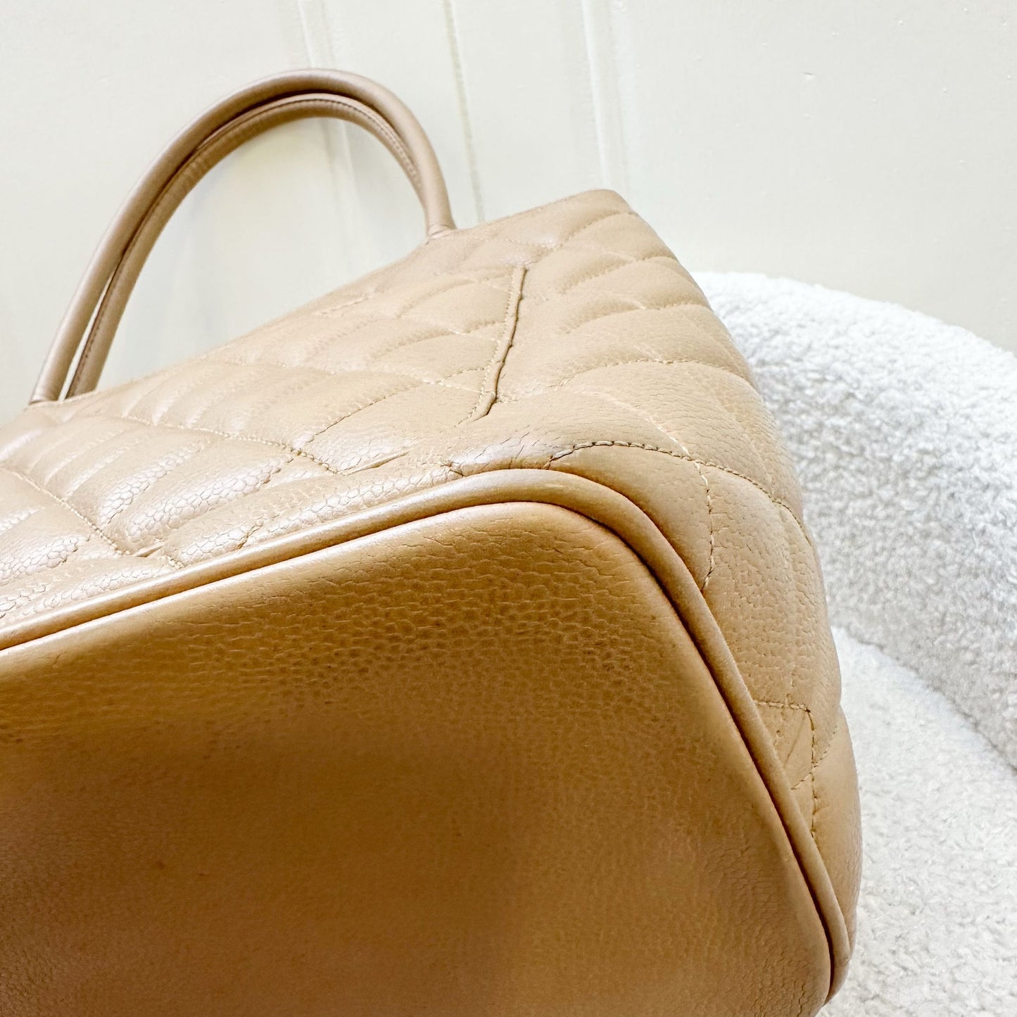 Chanel Vintage Medallion Tote in Milk Tea Beige Caviar and GHW