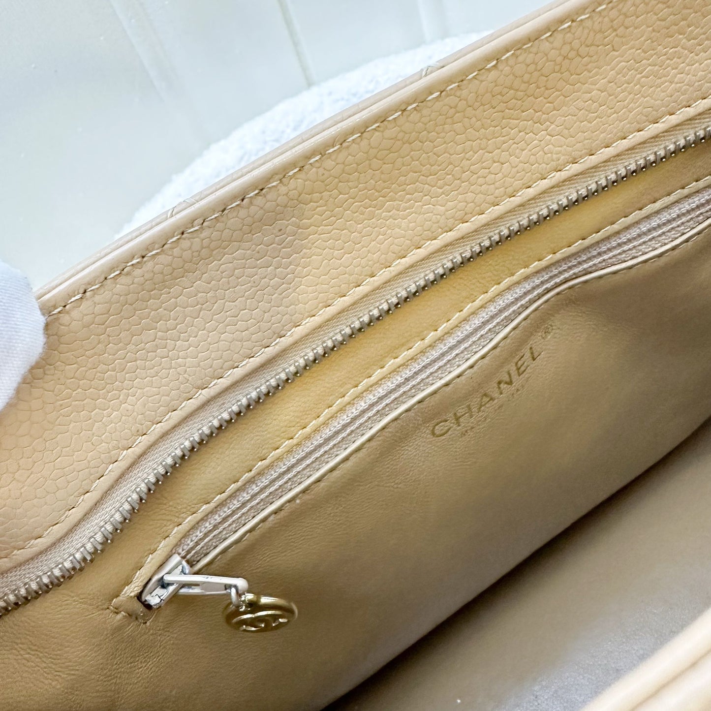 Chanel Vintage Medallion Tote in Milk Tea Beige Caviar and GHW