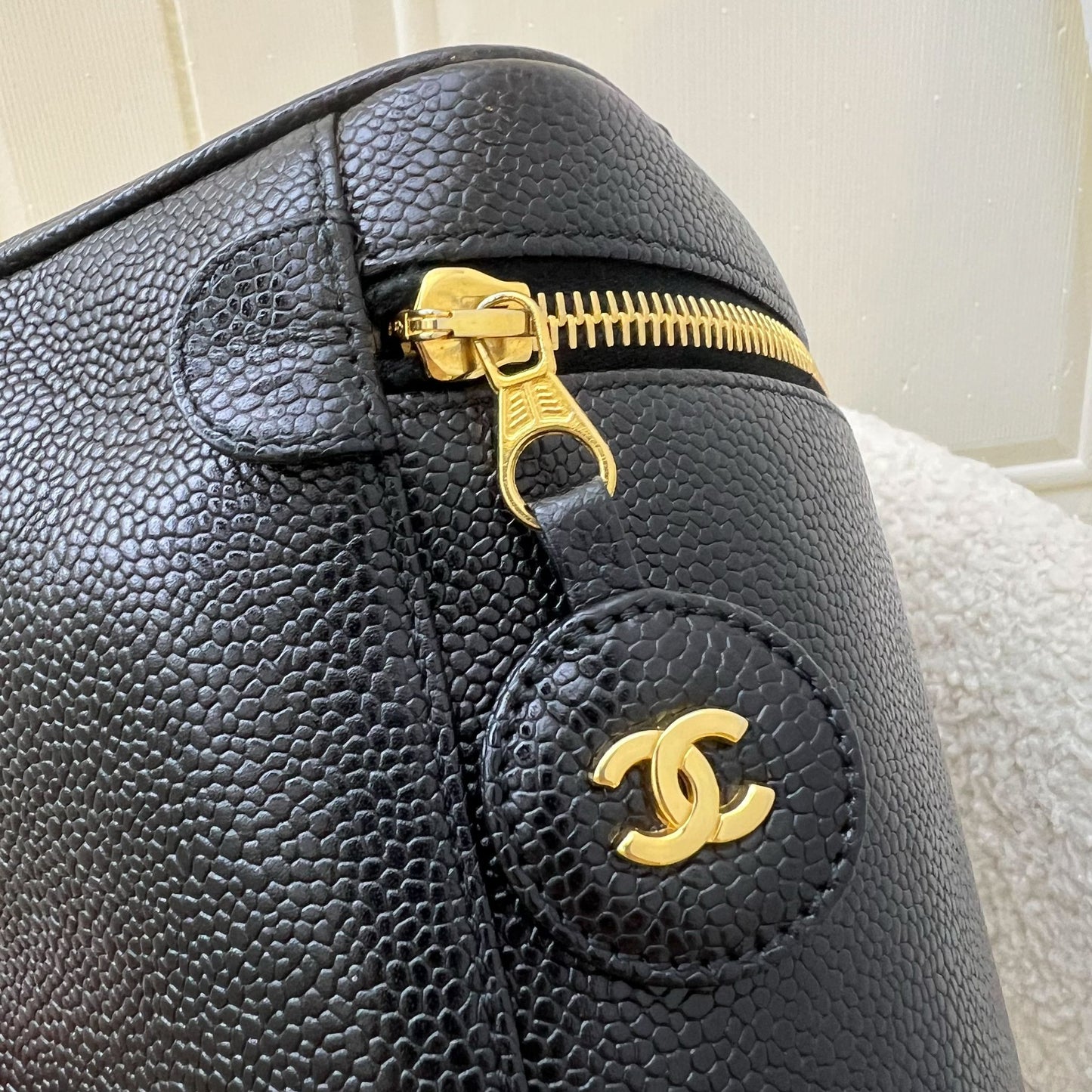 Chanel Vintage Vertical Vanity in Black Caviar and GHW