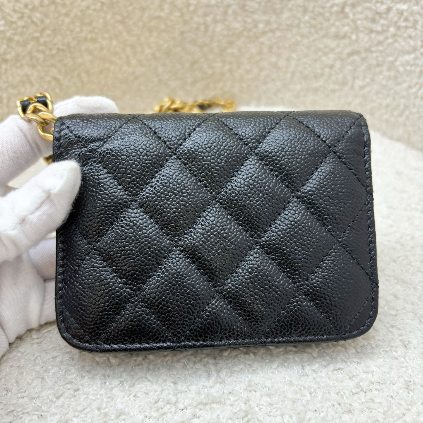 Chanel Mini Clutch on Chain in Black Caviar and AGHW