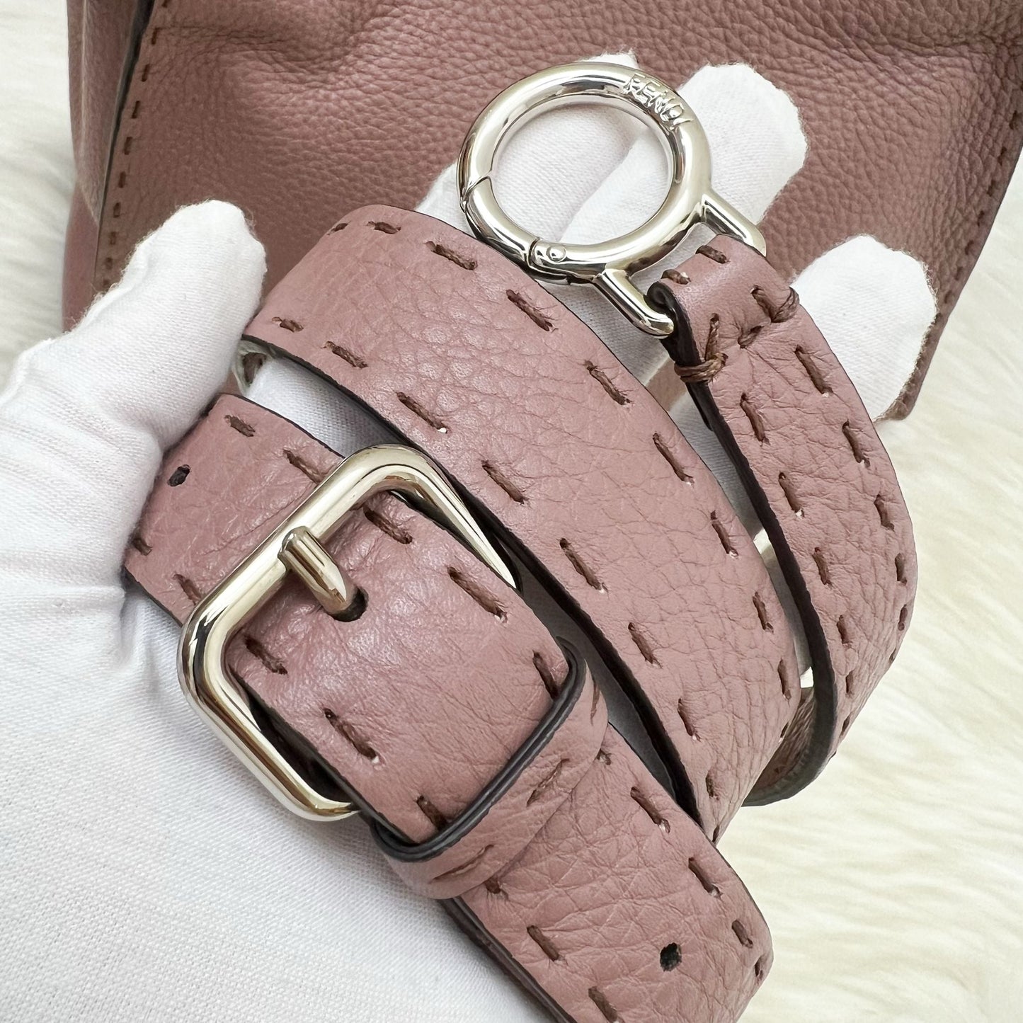 Fendi Medium Peekaboo Selleria Bag in Pink Leather and SHW