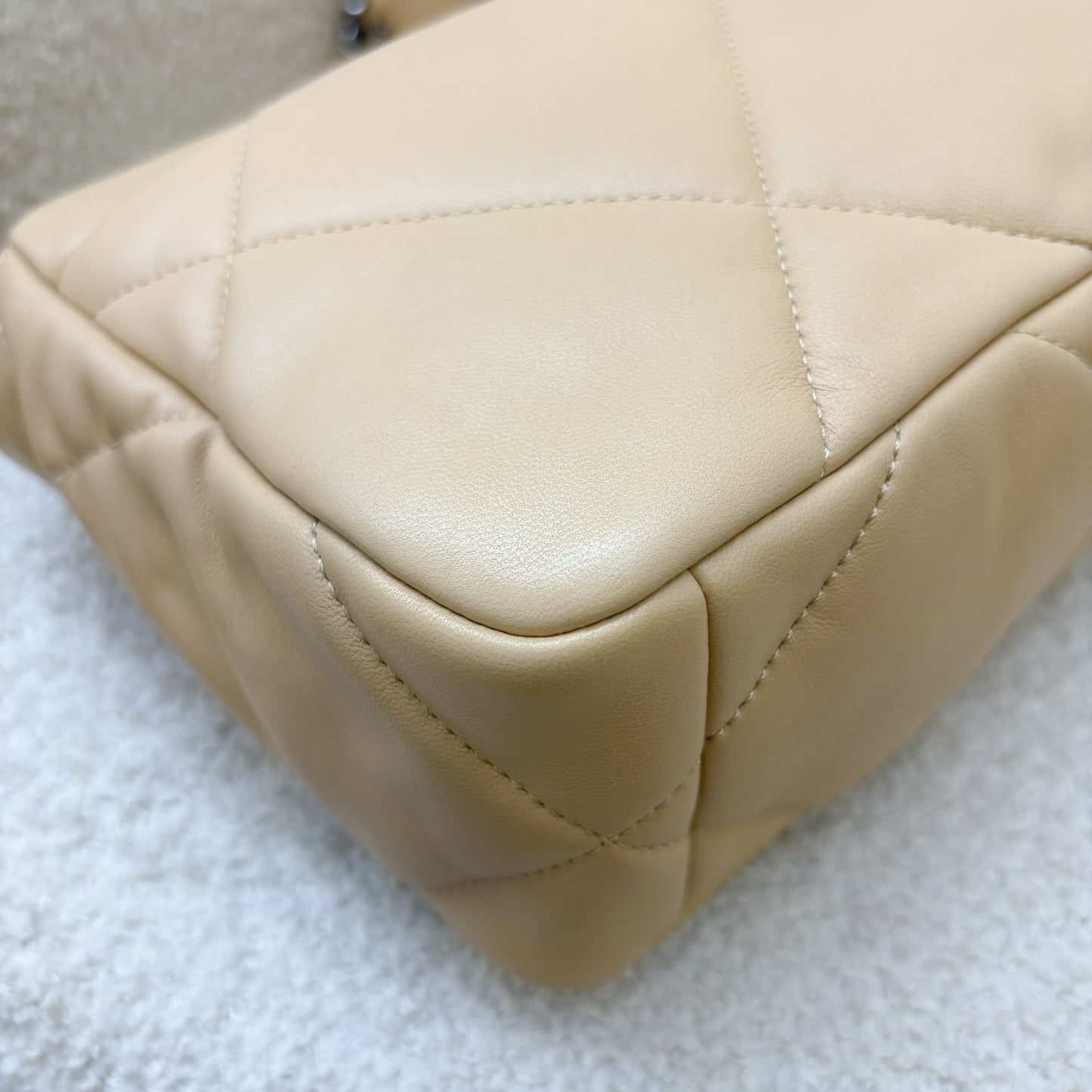 Chanel 19 Small Flap in 22C Beige Lambskin and 3-Tone Hardware
