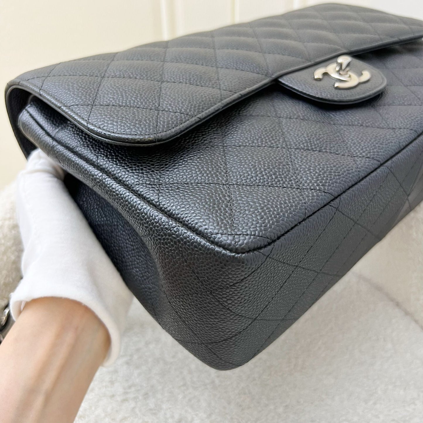 Chanel Jumbo Classic Flap DF in Black Caviar and SHW