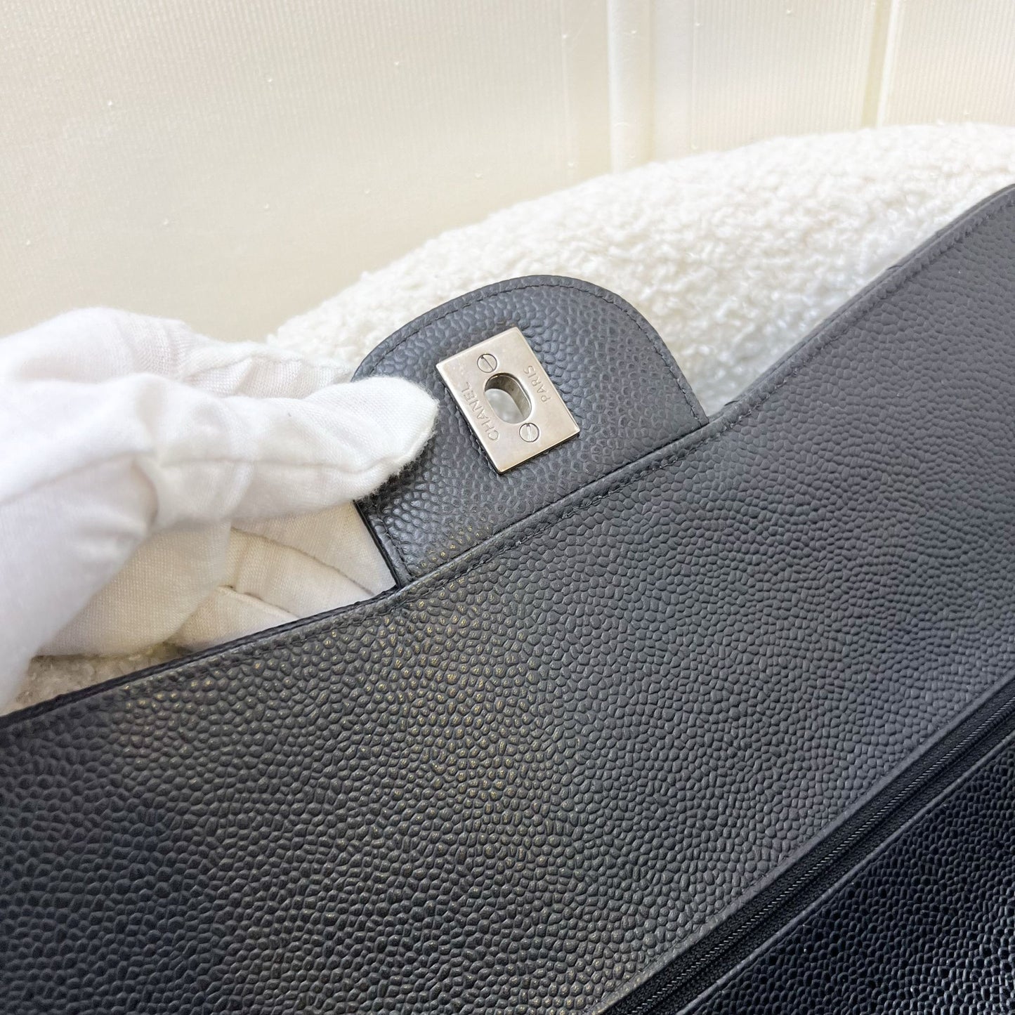 Chanel Jumbo Classic Flap DF in Black Caviar and SHW