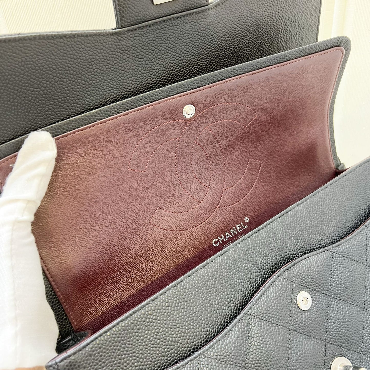 Chanel Jumbo Classic Flap DF in Black Caviar and SHW