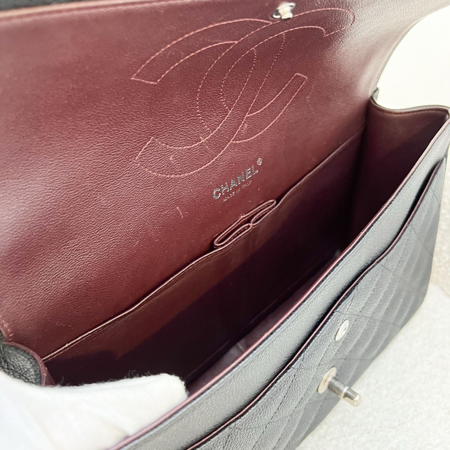 Chanel Jumbo Classic Flap DF in Black Caviar and SHW