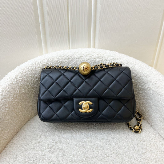 Chanel Pearl Crush Mini Rectangular Flap in Black Lambskin and AGHW (Model: AS1787)