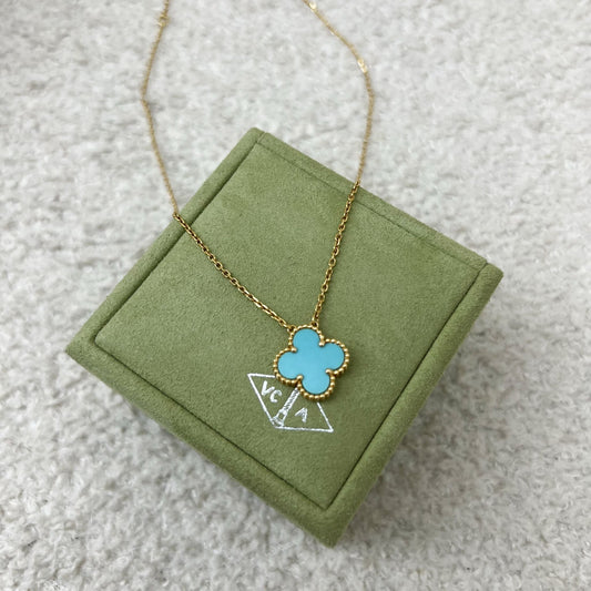Van Cleef & Arpels VCA Vintage Alhambra Pendant Necklace with Turquoise in 18K Yellow Gold
