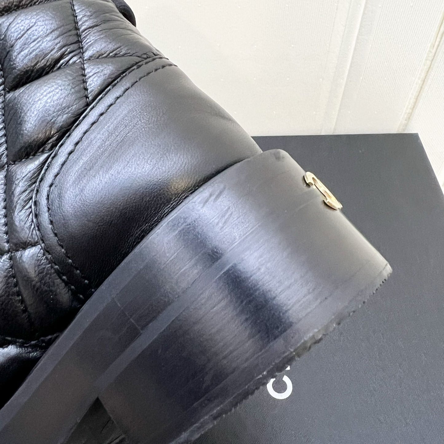 Chanel 23K Boots in Black Leather and SHW Sz 37.5