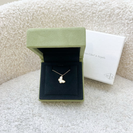 Van Cleef & Arpels VCA Sweet Alhambra Butterfly Pendant with Mother of Pearl MOP in Yellow Gold
