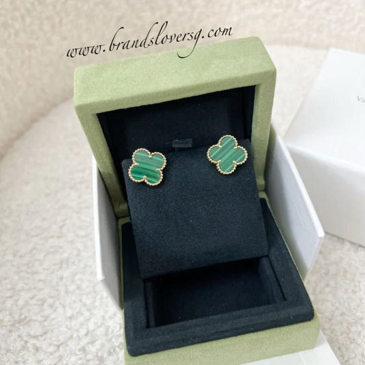 Van Cleef & Arpels VCA Vintage Alhambra Ear Studs with Malachite in 18K Yellow Gold