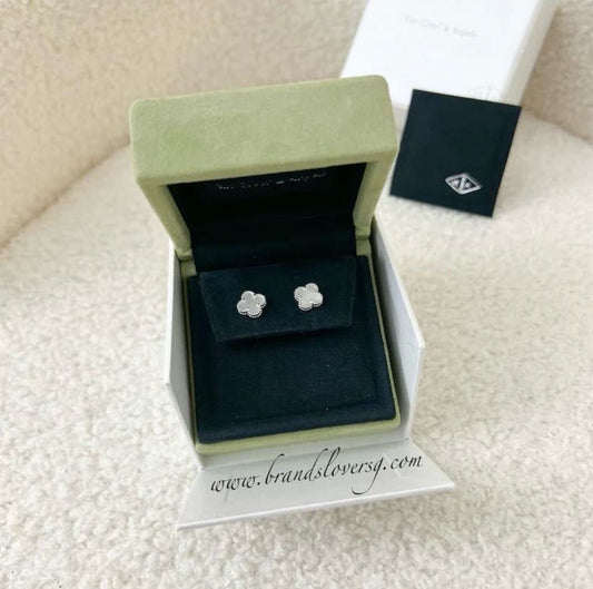 Van Cleef & Arpels VCA Sweet Alhambra Ear Studs, White Gold White MOP