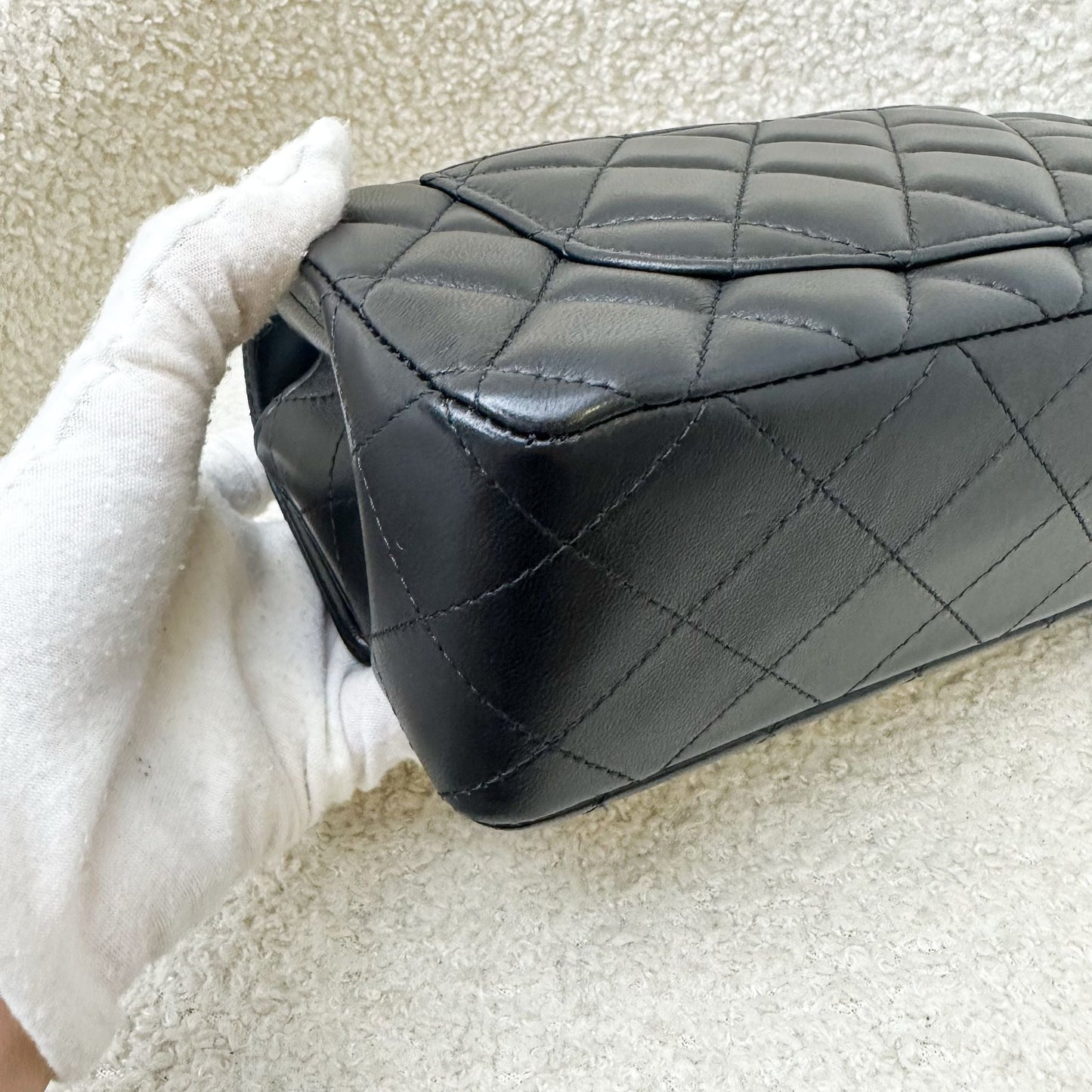 Chanel Classic Mini Rectangular Flap in Black Lambskin and LGHW