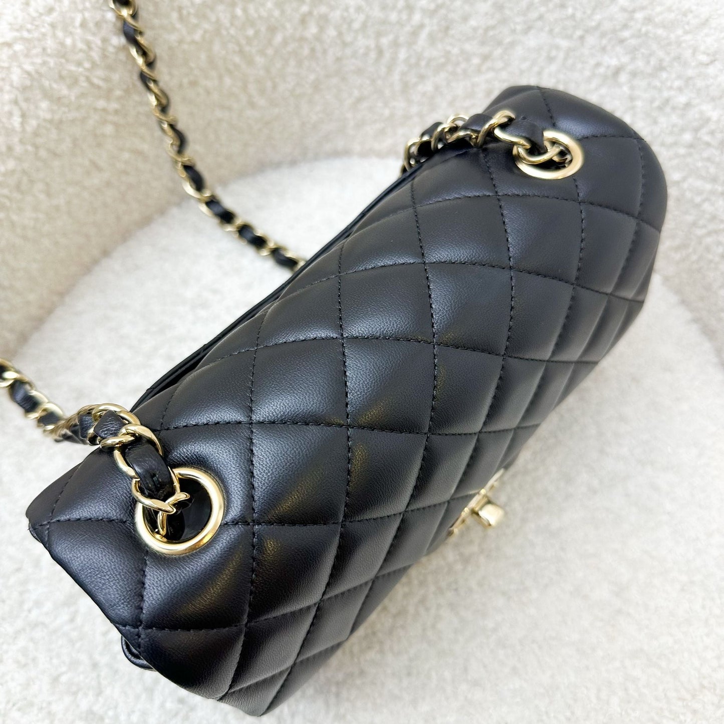 Chanel Classic Mini Rectangular Flap in Black Lambskin and LGHW