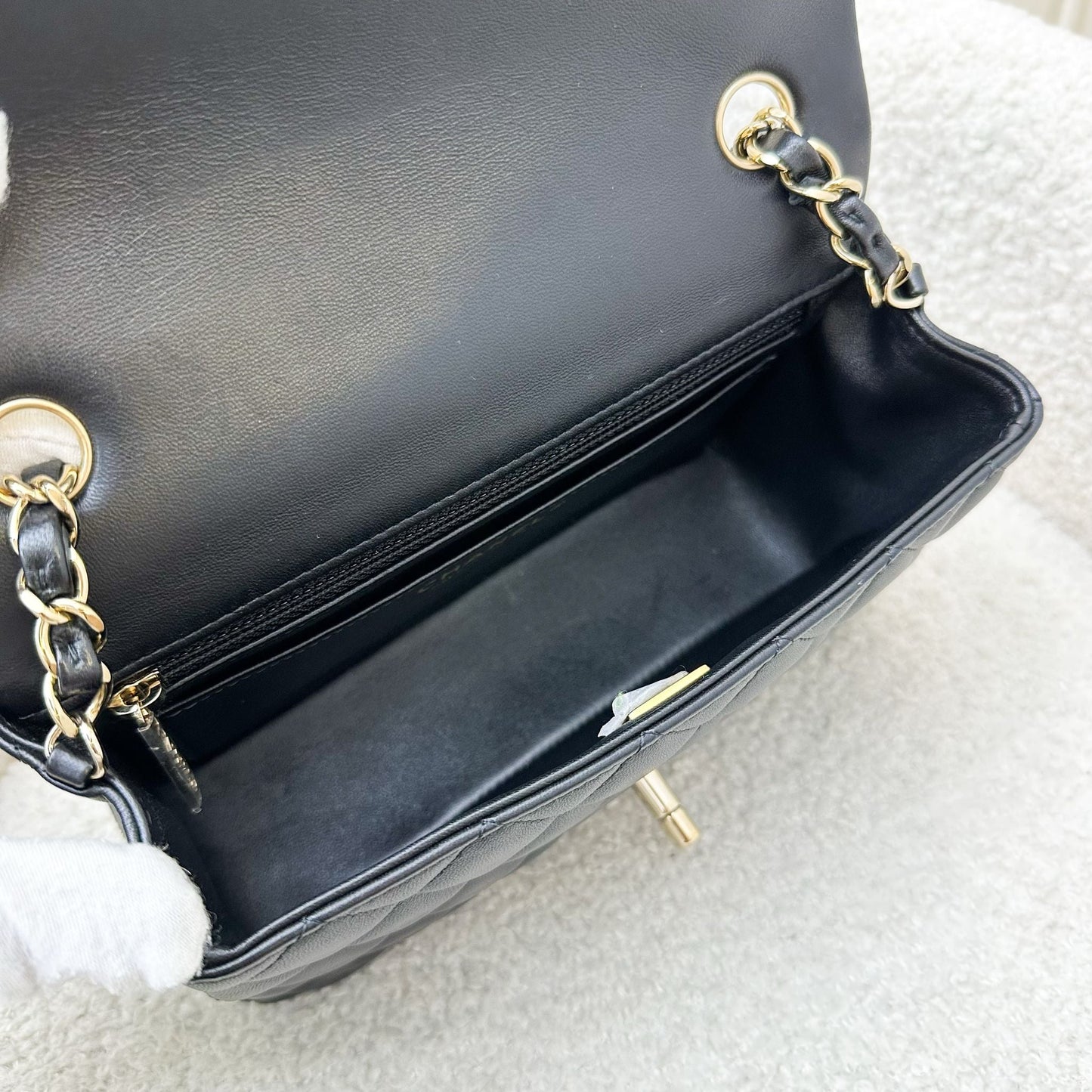 Chanel Classic Mini Rectangular Flap in Black Lambskin and LGHW