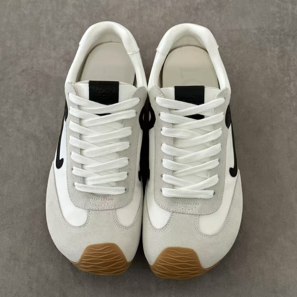 White Ballet Runner 2.0 In Nylon And Calfskin Designer Sneakers for Men and Women