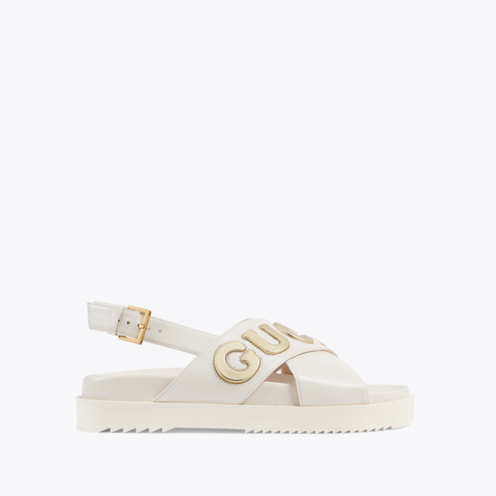 White G Sandal Designer Slides & Sandals for Women
