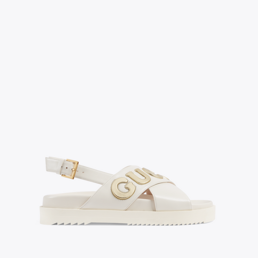 White G Sandal Designer Slides & Sandals for Women