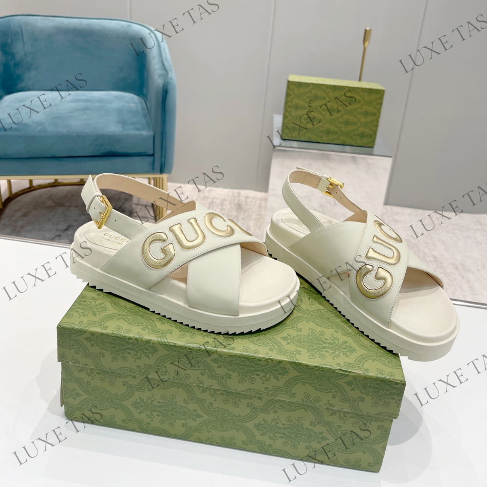 White G Sandal Designer Slides & Sandals for Women