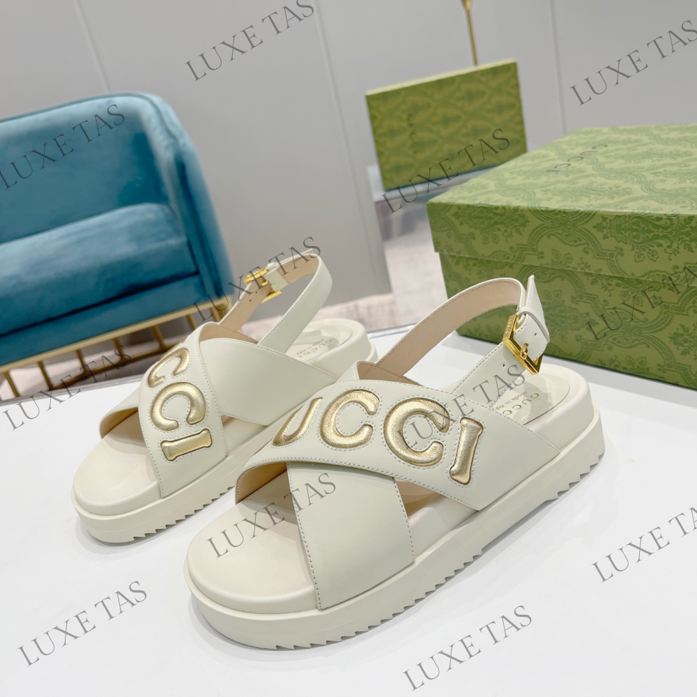 White G Sandal Designer Slides & Sandals for Women