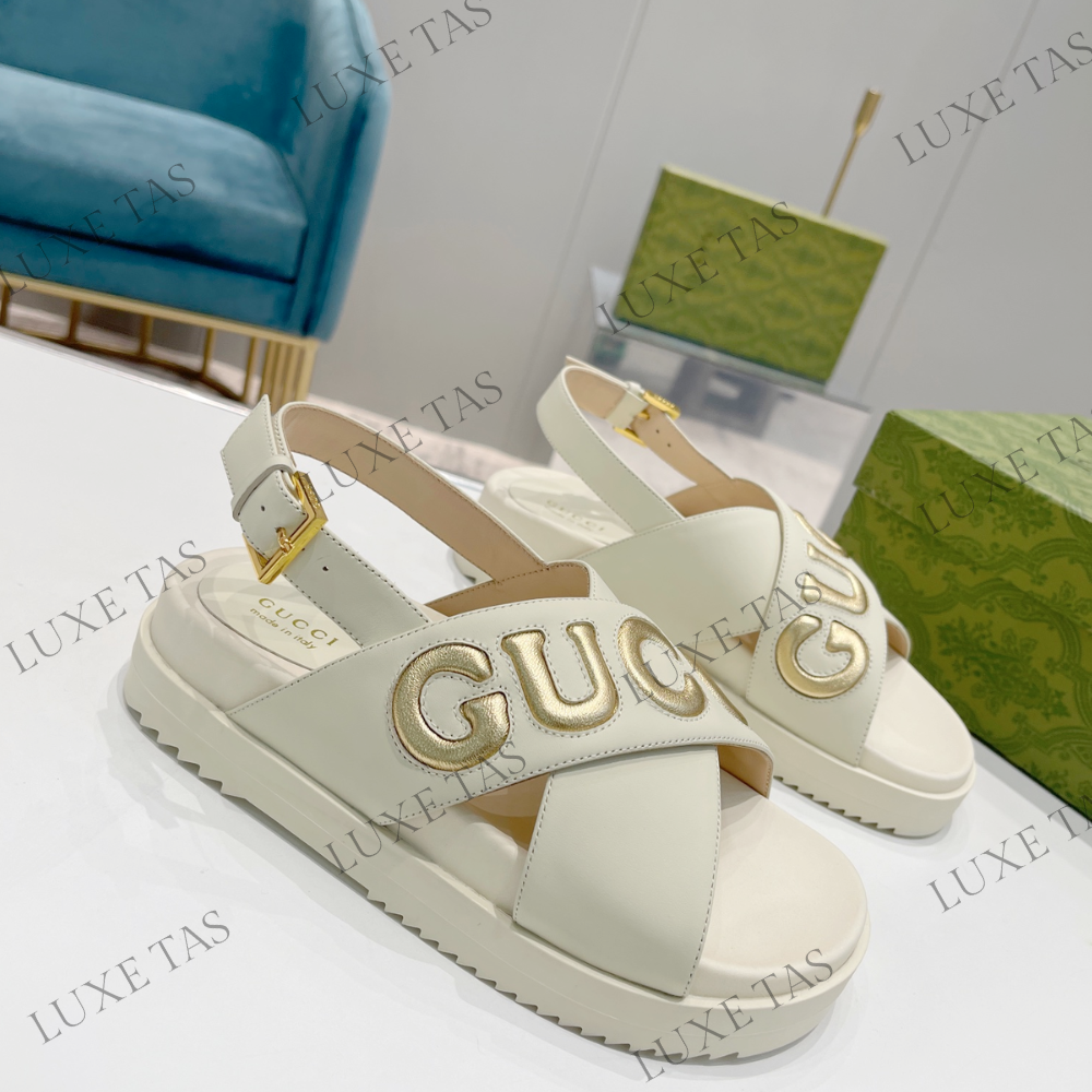 White G Sandal Designer Slides & Sandals for Women