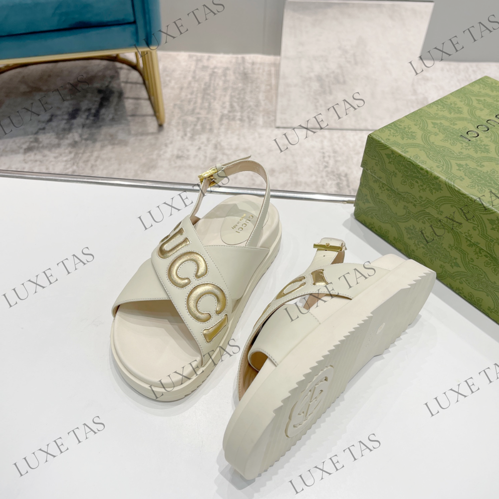 White G Sandal Designer Slides & Sandals for Women