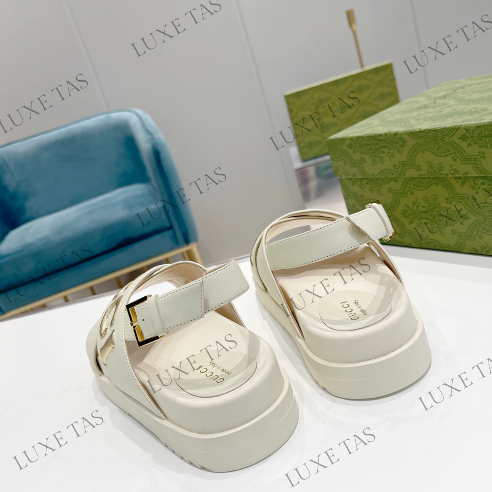 White G Sandal Designer Slides & Sandals for Women