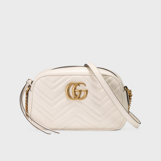 White Leather GG Marmont Small Shoulder Bag Leather Shoulder Bag for Women