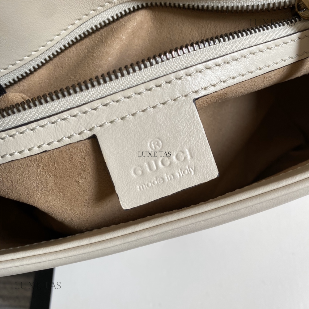 White Matelassé Leather GG Marmont Small Shoulder Bag Leather Shoulder Bag for Women