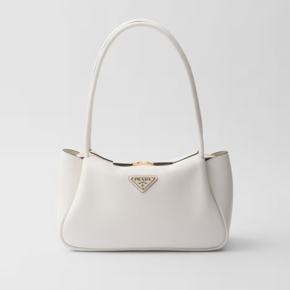 White Medium Leather Handbag for Women