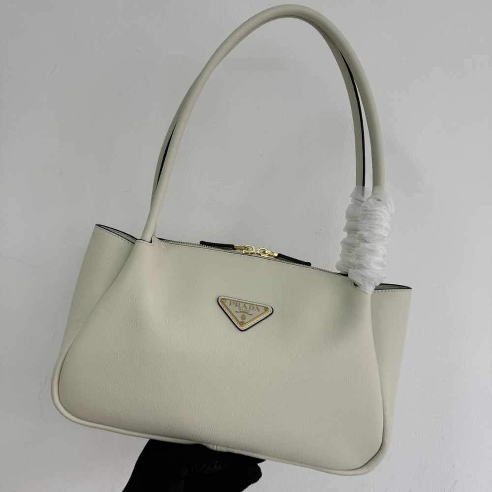 White Medium Leather Handbag for Women