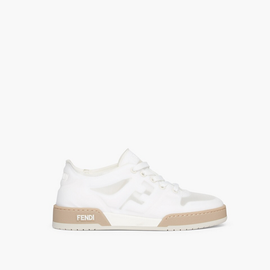 White Mesh Low Tops FF Match Designer Sneakers for Women
