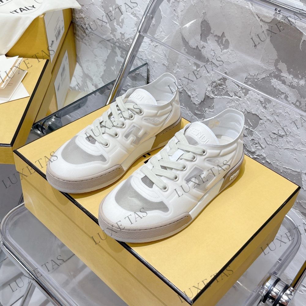 White Mesh Low Tops FF Match Designer Sneakers for Women