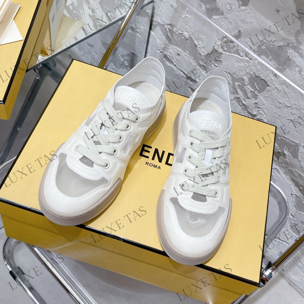 White Mesh Low Tops FF Match Designer Sneakers for Women