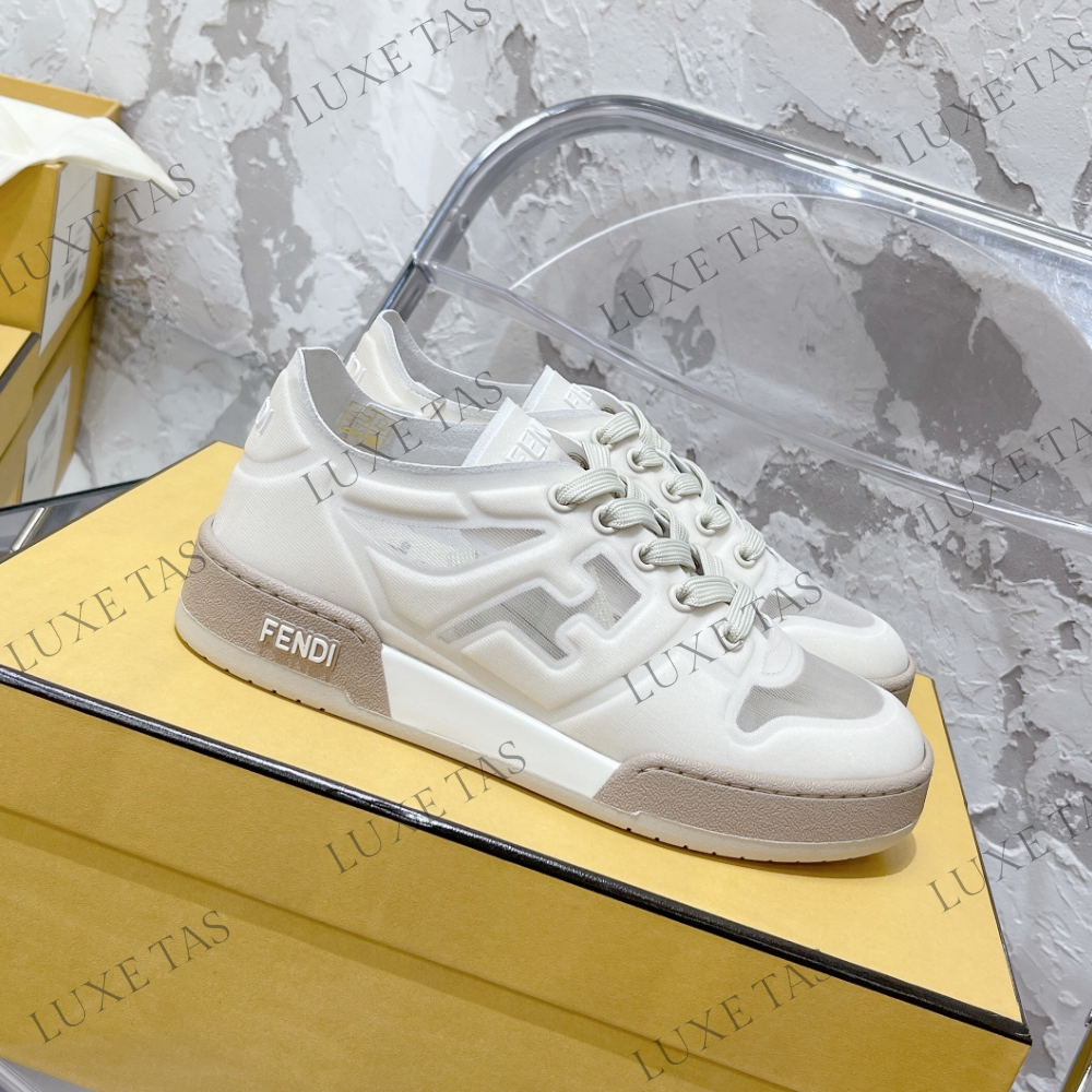 White Mesh Low Tops FF Match Designer Sneakers for Women