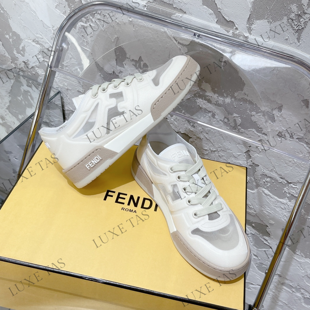 White Mesh Low Tops FF Match Designer Sneakers for Women