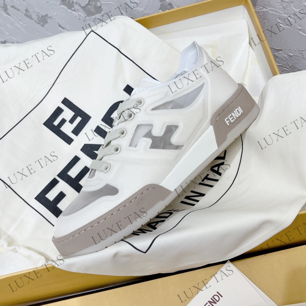White Mesh Low Tops FF Match Designer Sneakers for Women