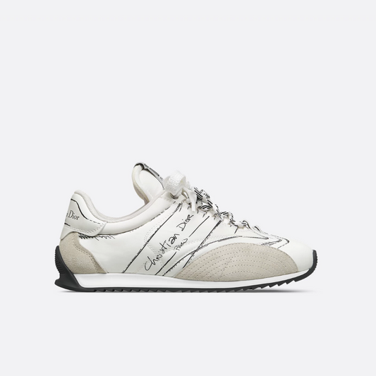 White Nylon and Calfskin D-Sketch Sneaker Designer Sneakers for Men and Women
