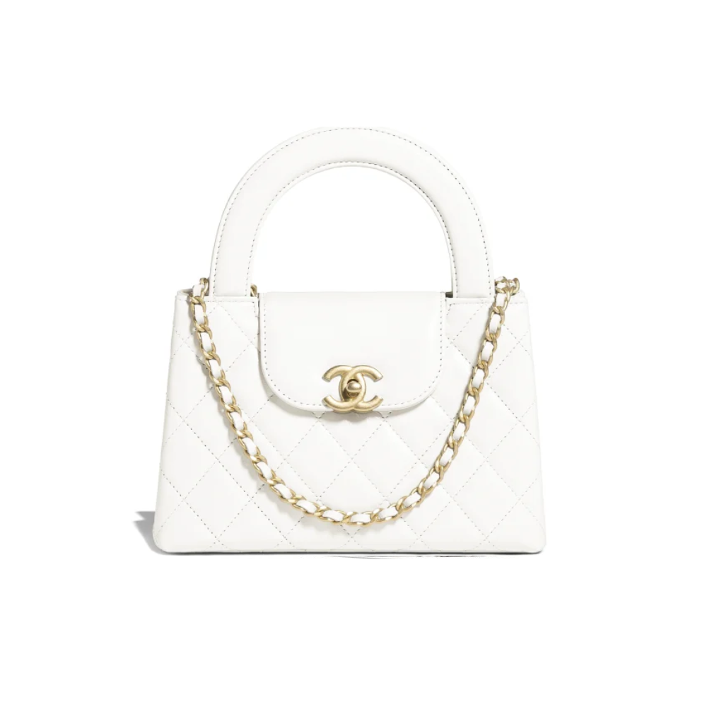 White Quilted Aged Calfskin Mini Kelly Bag Leather Mini Bag for Women
