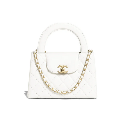 White Quilted Aged Calfskin Mini Kelly Bag Leather Mini Bag for Women