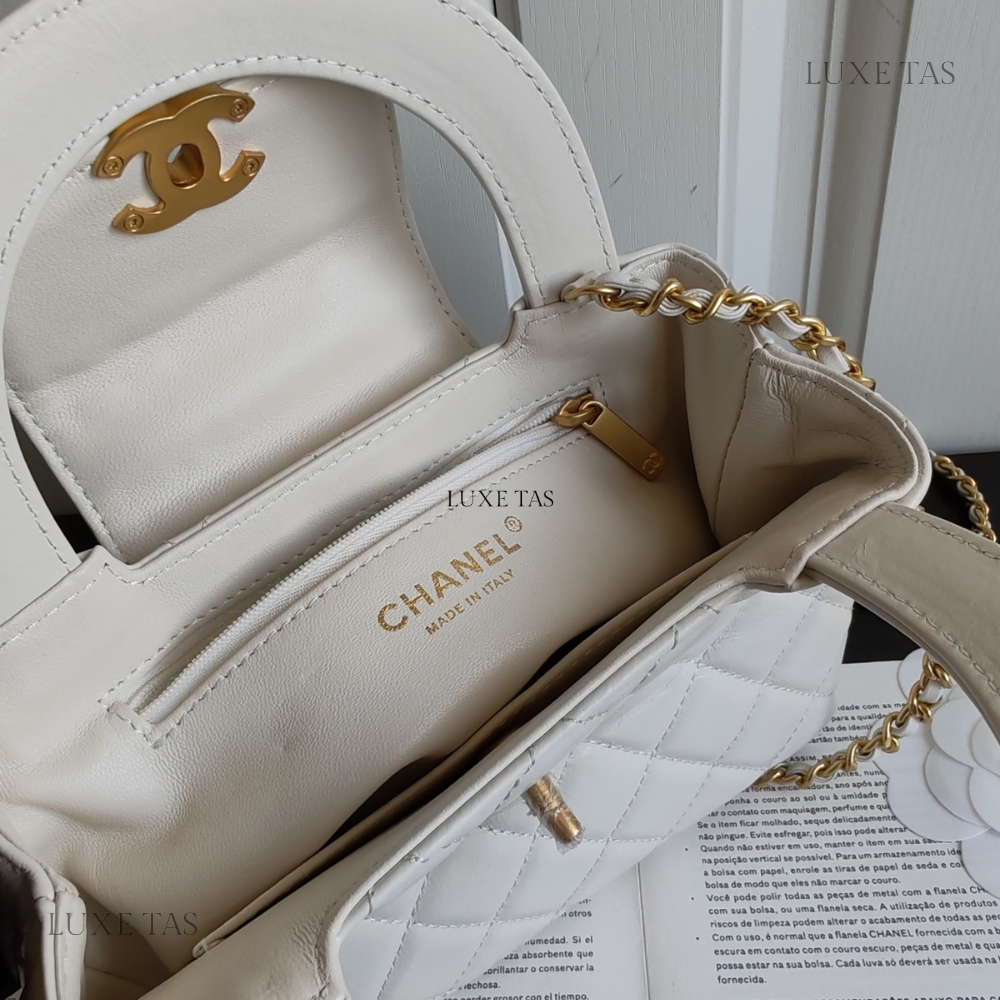White Quilted Aged Calfskin Mini Kelly Bag Leather Mini Bag for Women