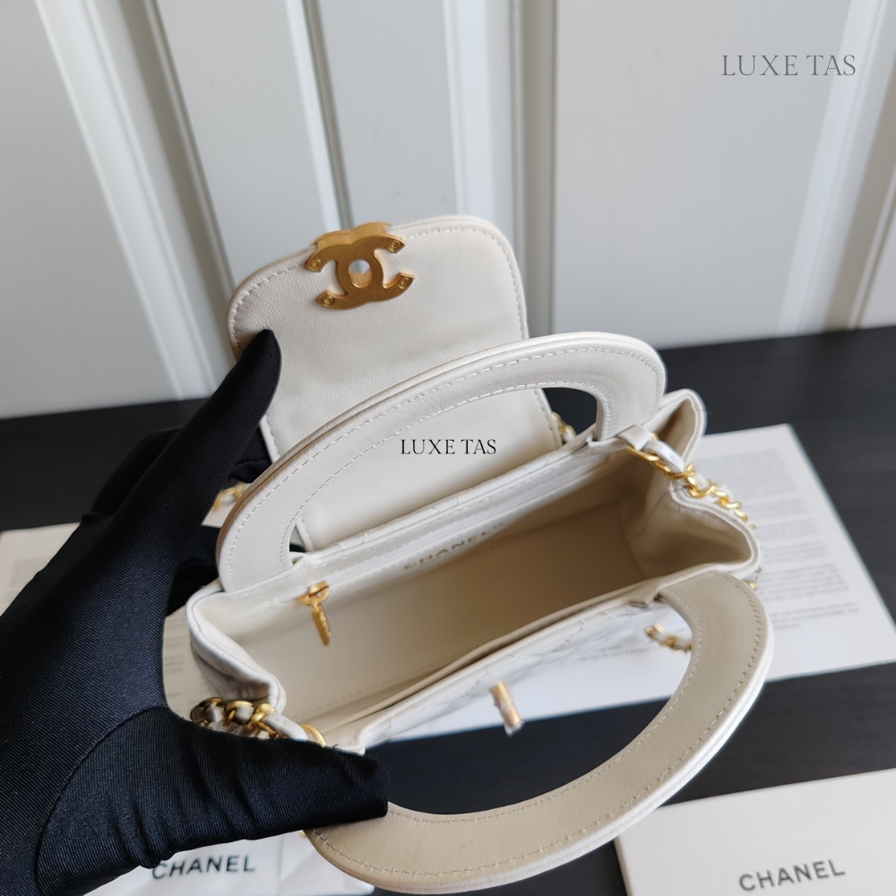 White Quilted Aged Calfskin Mini Kelly Bag Leather Mini Bag for Women