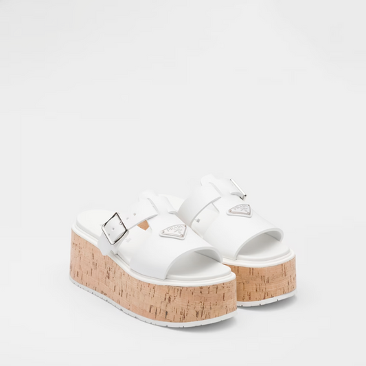White Rubber Wedge Platform Sandals Designer Slides & Sandals for Women