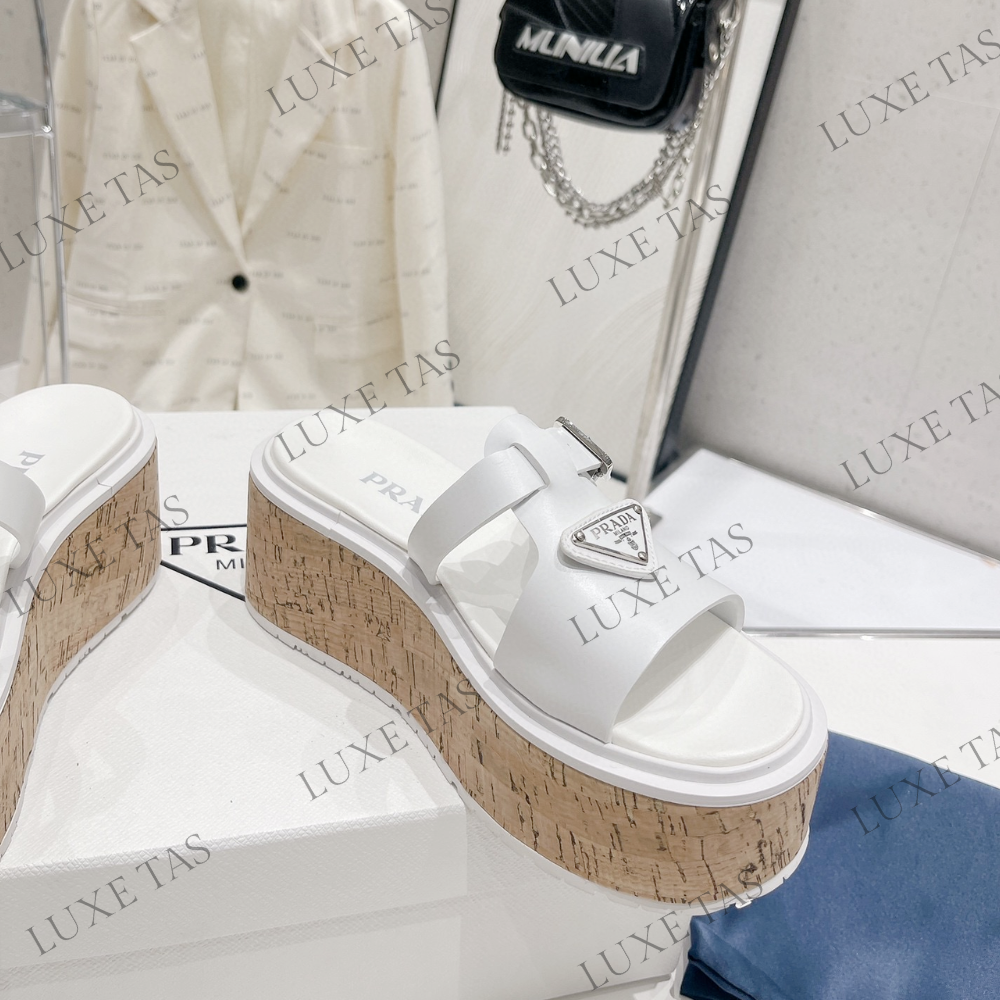 White Rubber Wedge Platform Sandals Designer Slides & Sandals for Women