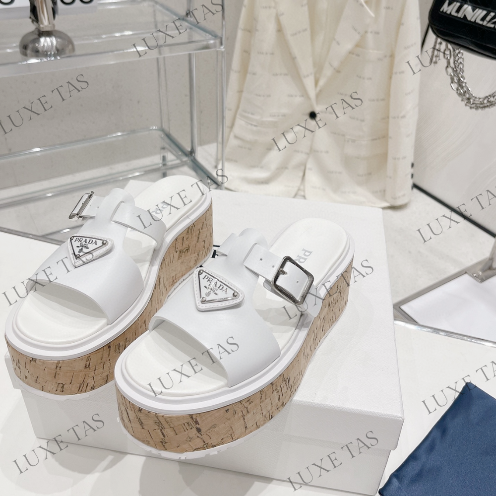 White Rubber Wedge Platform Sandals Designer Slides & Sandals for Women