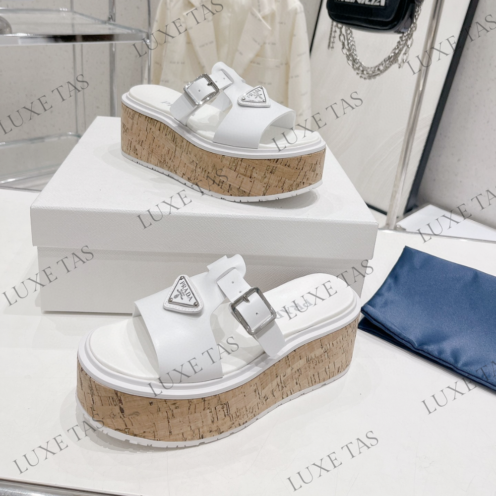 White Rubber Wedge Platform Sandals Designer Slides & Sandals for Women