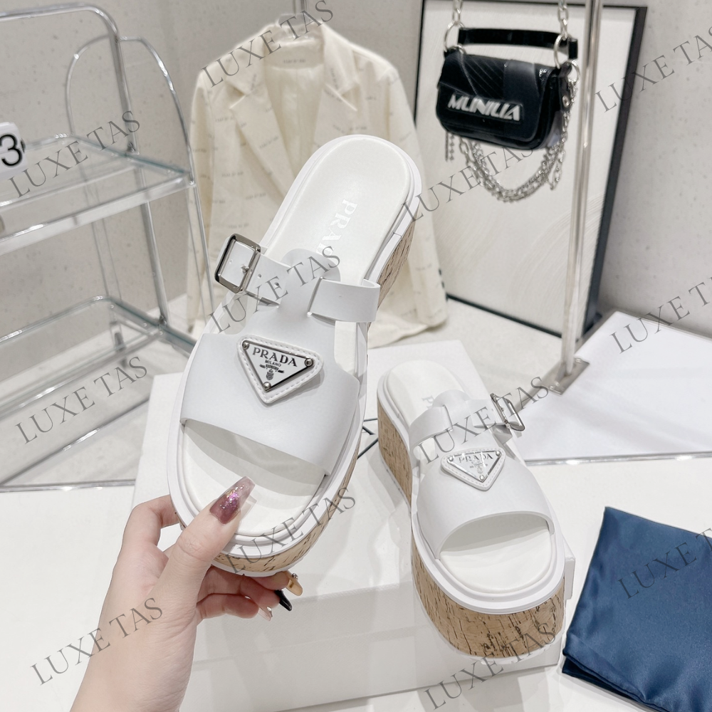 White Rubber Wedge Platform Sandals Designer Slides & Sandals for Women